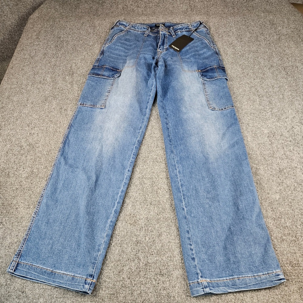 True Religion Denim Cargo SN Straight Jeans Medium Tide Wash 600325R4 Sz 29 NWT - Picture 2 of 14